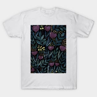 Watercolor flower garden -  purple night T-Shirt